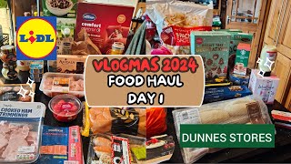 VLOGMAS DAY 1  DUNNES  LIDL Shop for 2 Adults  How much do you think [upl. by Matelda428]