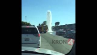 RAW VIDEO Exploding Fire Hydrant [upl. by Earissed]