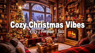 Cozy Christmas Cabin Ambience 2025  Instrumental Christmas Music amp Fireplace Sounds at Coffee Shop [upl. by Akir]