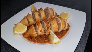 Calamars farcis à la viande hachée kefta  حبار محشو اللحم المفروم [upl. by Anthony]