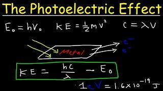 Photoelectric Effect Work Function Threshold Frequency Wavelength Speed amp Kinetic Energy Electr [upl. by Cirederf]