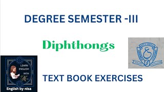 Diphthongs Text book exercises Degree III semester  Osmania University [upl. by Fabiano]