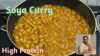 Soya Chunks Curry  High Protein Dhaba Style  Meal Maker Curry With New Style [upl. by Aihsel]