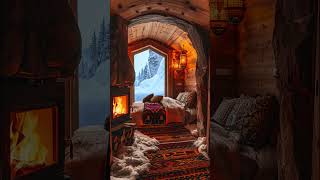 Escape from winter cabin fireplace howling wind and blizzard😴Fall asleep to the sounds of blizzard [upl. by Riker]