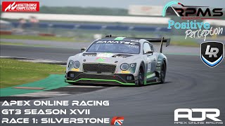 Apex Online Racing Season XVII  Race 1 Silverstone [upl. by Konopka757]