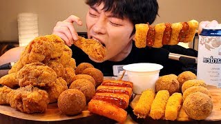 Mukbang Chicken🍗🍺 치맥 뿌링클 닭다리치즈볼소떡치즈스틱 먹방 BHC Cheese ball Rice Cake Eatig show SIO ASMR 시오 [upl. by Yokoyama]