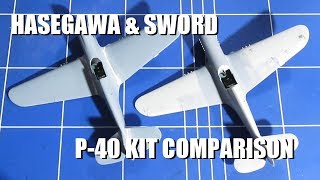 Sword P40K Warhawk vs Hasegawa P40E Kittyhawk 172 comparison review [upl. by Philbin]