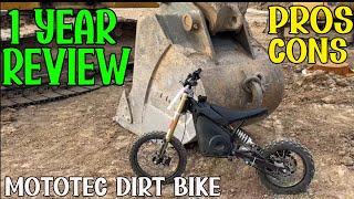 Mototec 1600w Pro 48v Electric Dirt Bike  ONE Year Review  Pros and Cons [upl. by Hoffarth6]