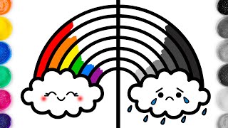 Dibuja y Colorea un ARCOIRIS feliz vs triste 😀🌈😢 Videos para niños [upl. by Ykcim]