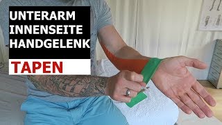 Handgelenk tapen Kinesiology Taping Anleitung für Unterarm  Innenseite und Handgelenk  Taping [upl. by Yahc]