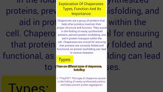 Explanation Of Chaperones Its TypesFunction And Its Importance chaperone types [upl. by Aicirtel277]