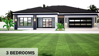 3 Bedroom plan  Hip roof House Design  169mx167m [upl. by Down]