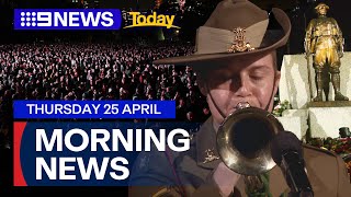 Anzac Day 2024 Thousands gather before dawn  9 News Australia [upl. by Acim]