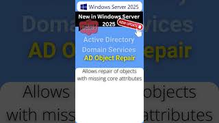 Windows Server 2025 New Feature AD Object Repair WindowsServer2025 [upl. by Lirret860]