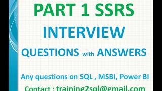 SSRS Interview Questions with Answers Part 1 [upl. by Catherin235]