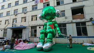 8m High Digital Inflatables Gonflable Inflatable Green Robot forMusic Party Stagedesign Decortion [upl. by Eiramac]