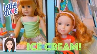 Baby Alives Get Ice Cream From MaryEllens Ice Cream Truck [upl. by Yetta]