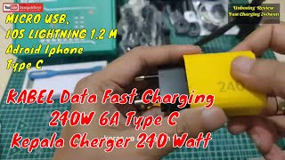 KABEL Data Fast Charging 240W 6A Type C MICRO USB IOS LIGHTNING 12 M Adroid Iphone Type C [upl. by Letta]