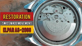 RESTORATION A VINTAGE ELPAR AS2066 SWISS MOVEMENT  FULL SERVICE  SOLIMBD  RELOJ [upl. by Landers]