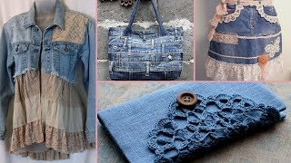 ❤ DIY Shabby Chic Style Repurpose old denim craft Ideas ❤ Shabby Chic Fashion  Flamingo Mango [upl. by Leay793]