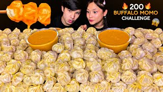 200 BUFFALO MOMO CHALLENGE WITH DEEP😱SPICY ACHAR🔥200 DUMPLING EATING CHALLENGE  MUKBANG [upl. by Anitsim110]