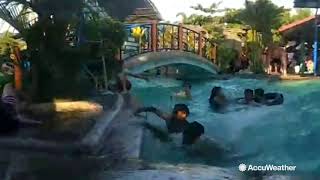 Earthquake causes chaos in swimming pool as kids frantically try to get out [upl. by Dnumsed]