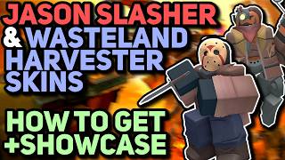 How to get Jason Slasher amp Wasteland Harvester Skins  Showcase  Tower Defense Simulator [upl. by Aylmer]