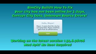 How to Fix SimCity BuildIt Corrupt City Data amp 3 Days Offline Error For Latest Version 1392100801 [upl. by Shenan]