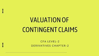 Valuation of Contingent Claims  CFA LEVEL2  Derivatives [upl. by Wiltshire]