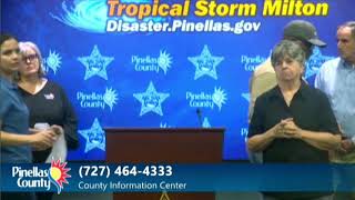 WATCH LIVE Pinellas County update ahead of Tropical Storm Milton [upl. by Allerym]