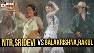 Sr NTR and Sridevi VS Balakrishna and Rakul Preet  Aaku Chatu Video Song  NTR Kathanayakudu Movie [upl. by Rehtaef]