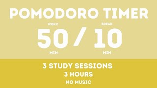 50  10 Pomodoro Timer  No music  Study for dreams  Deep focus  Study timer [upl. by Aihsirt]