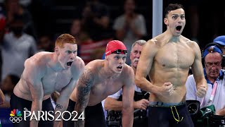 Great Britain wins mens 4x200m free relay US Australia take silver bronze  Paris Olympics [upl. by Eek]