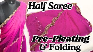 SAREE PREPLEATING amp FOLDING 🥻NETTED HALF SAREE PLEATING METHODS FOR BEGINNERS ✅ trending viral [upl. by Cuthburt]