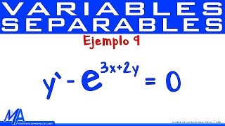 Ecuaciones diferenciales de Variables Separables  Ejemplo 9 [upl. by Jolynn]