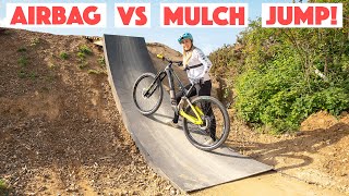 RIDING THE NEW AIRBAG AND MULCH JUMP AT THE LOCAL BIKEPARK [upl. by Silliw]