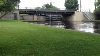 Merrickville locks and steel swing bridge in action high speed [upl. by Assile]