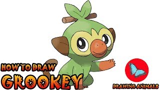 How To Draw Grookey Pokemon  Drawing Animals [upl. by Lynus]