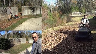 Fall  Winter Clean Up Mulching Leaves with Honda HRX217 and Craftsman Riding Lawn Mower [upl. by Natlus244]