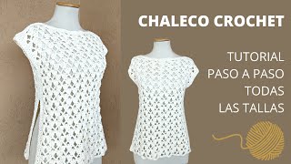 Cómo tejer chaleco a crochet paso a paso en cualquier talla [upl. by Sublett]