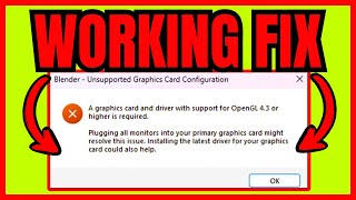 Blender Unsupported Graphics Card Or Driver OpenGL 2024 WORKING FIX [upl. by Trah]