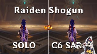 Raiden with C6 Sara vs without Sara  how much the difference DMG Comparison [upl. by Katzen]