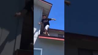 Guy Jumps Off Roof Into Kiddie Pool [upl. by Isdnil]