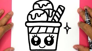 HOW TO DRAW A CUTE ICE CREAM AND COLORING DRAW CUTE THINGS [upl. by Jabez]