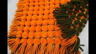 How to make double sided marigold pom pom table mat [upl. by Bertram40]