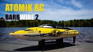 Atomic Barbwire 2 Brushless RC Boat  First Run In A Big Pond [upl. by Naenaj]