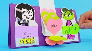 Teen Titans Go Desk Calendar Making  Raven and Beast Boy DIY For Family And Fun [upl. by Ahsinaj]