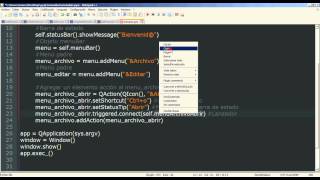 19  Python PyQt Interfaz gráfica  menuBar Barra de Herramientas [upl. by Mahgem971]