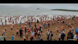 Massive turnout at Fenit for the annual Christmas Day Swim 2023Great credit due to the organisers [upl. by Yasnyl526]