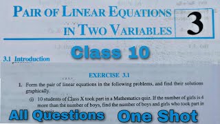 Class 10 Ex 31 Q1 to q7 Linear Equations in two variables Chapter 3 NEW CBSE NCERT Syllabus Rajmith [upl. by East]